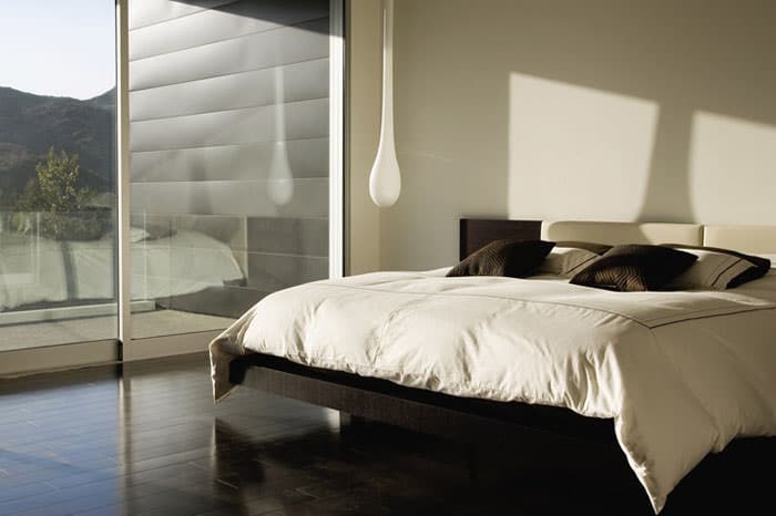 A finished interior with stone surfaces